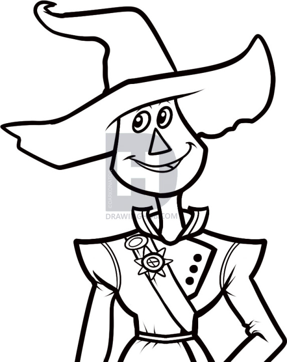 572x720 How To Draw Scarecrow, Dorothy Of Oz, Step