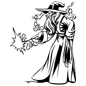 300x300 Wise Wizard Casting Magic Sticker