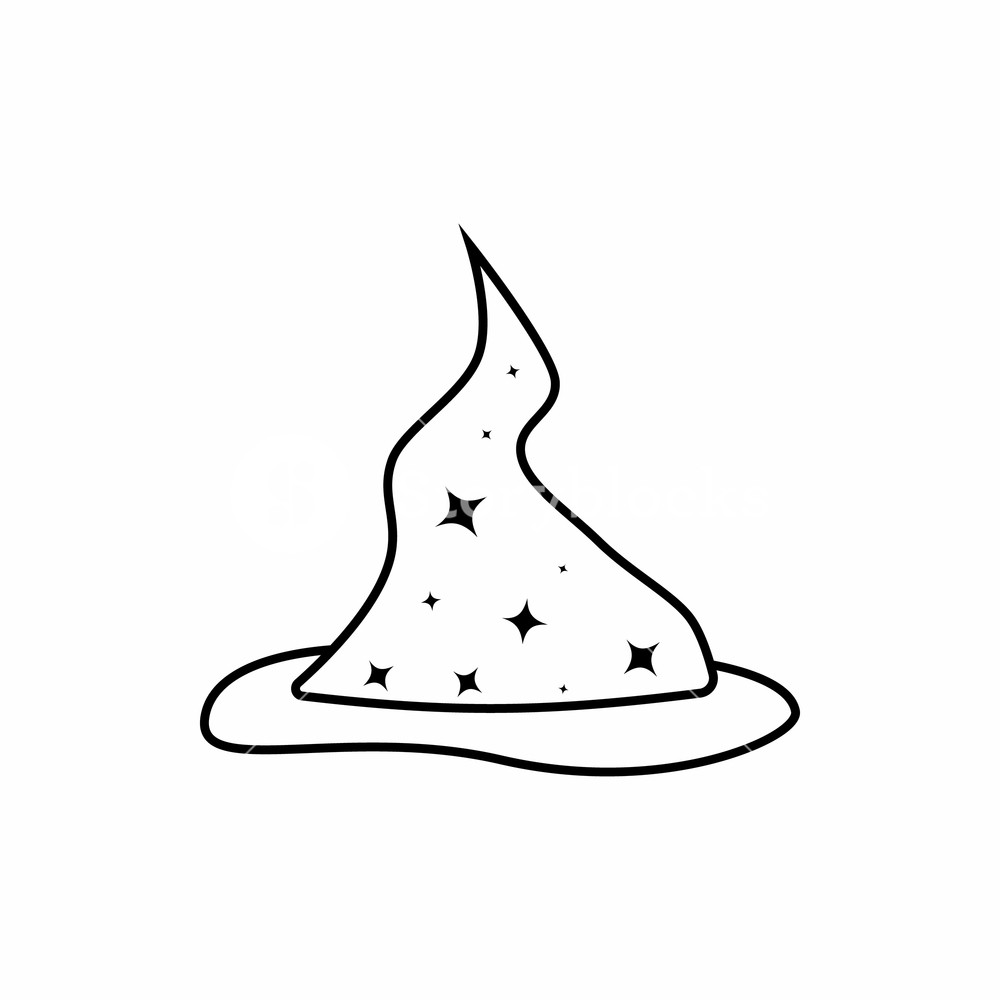 1000x1000 Wizard Hat Icon In Outline Style Isolated On White Background