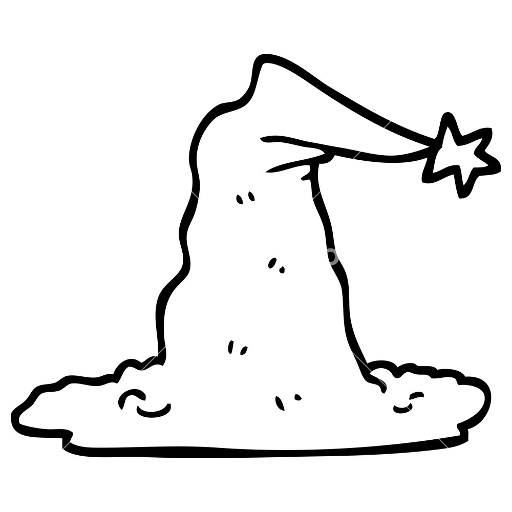 1000x1000 Black And White Cartoon Wizard Hat Royalty Free Stock Image