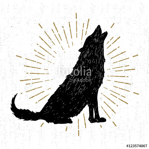 500x500 Hand Drawn Halloween Icon With A Textured Wolf Vector Illustration