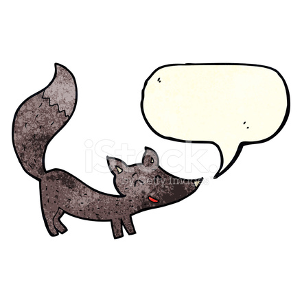 440x440 Cartoon Little Wolf Cub With Speech Bubble Stock Vector