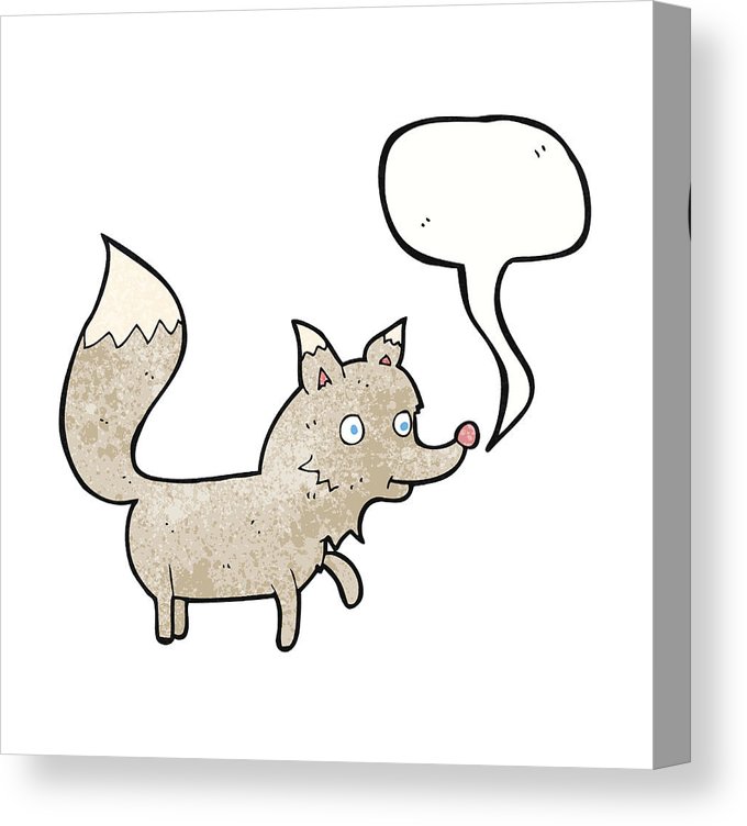 680x752 Cartoon Wolf Cub With Speech Bubble Canvas Print Canvas Art