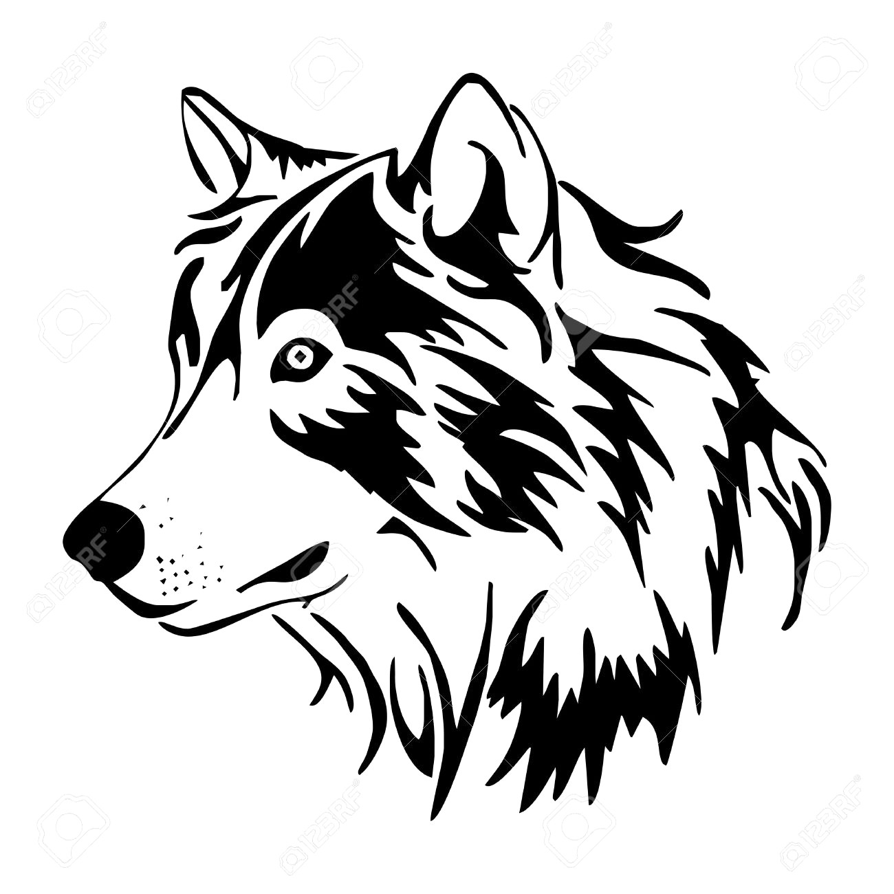 1300x1300 Howling Wolf Head Drawing Clipart