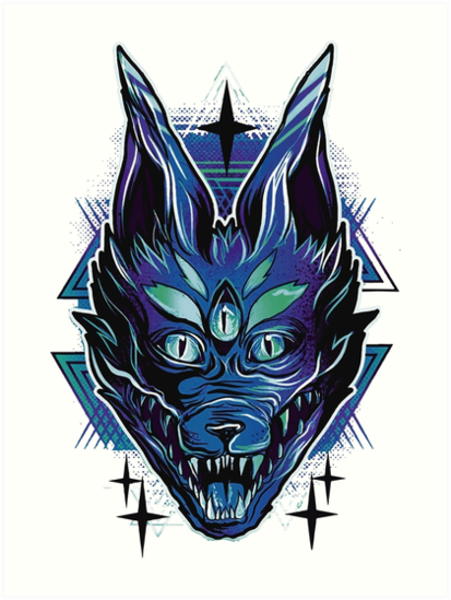 413x549 Trippy Wolf Brutal Drawing Art Art Prints