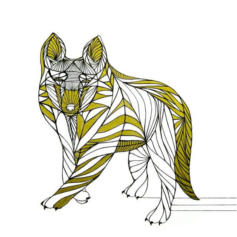 794x794 Wolf Line Drawing Art