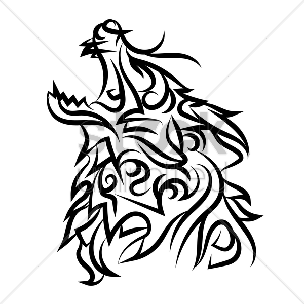 600x600 Wolf Tattoo Vector Image