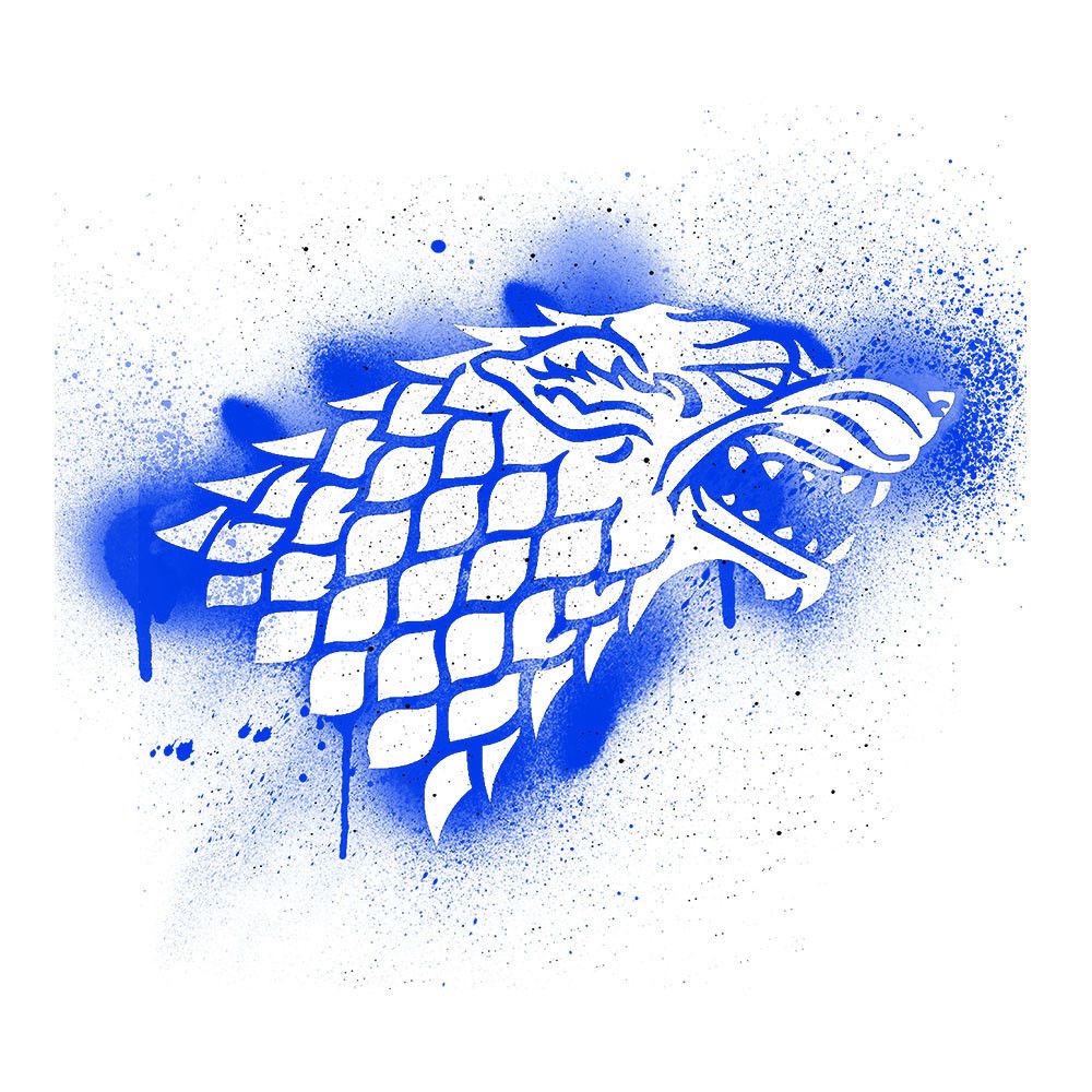 1000x1000 game of thrones stark sigil dire wolf winterfell spray paint blue