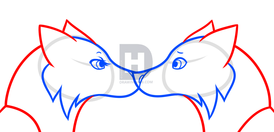 1080x522 Kissing Wolves Drawing Tutorial, Step