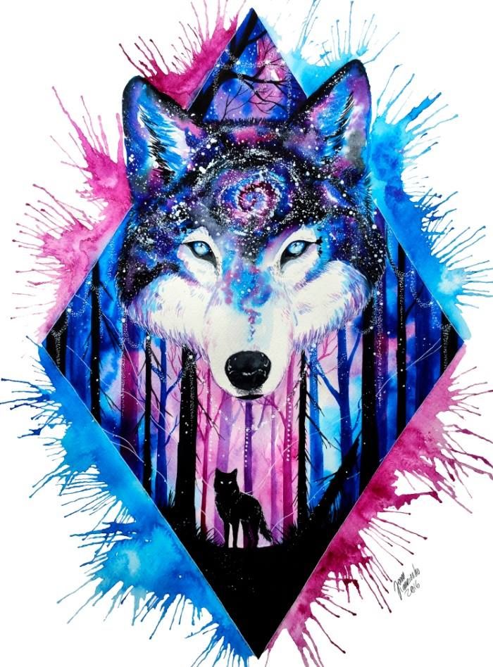 700x948 No Big Wolfhead Up Top And Different Colors Tattoos Art