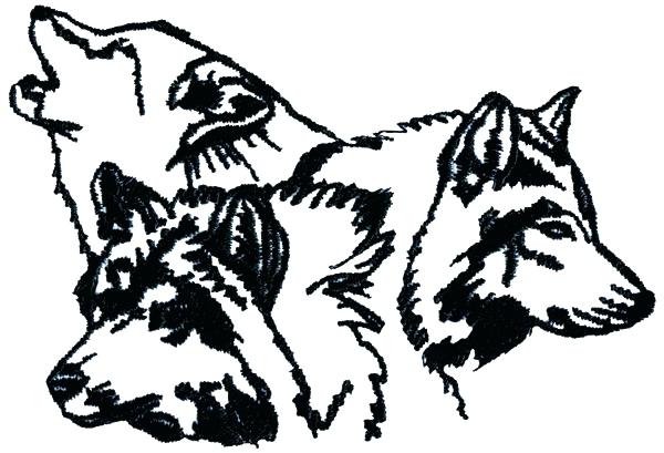 600x409 Wolf Outline Drawing