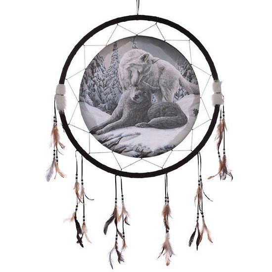 550x550 Extra Large Snow Kisses Wolf Dreamcatcher