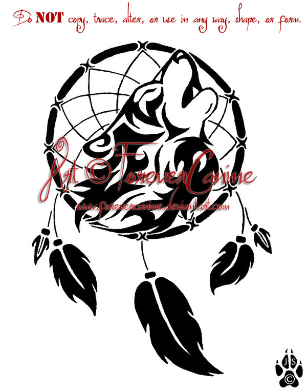 600x763 Wolf Head And Dreamcatcher Tattoo Design