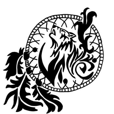 450x450 Dream Catcher With Wolf Boho Style Totem Animal Royalty Free