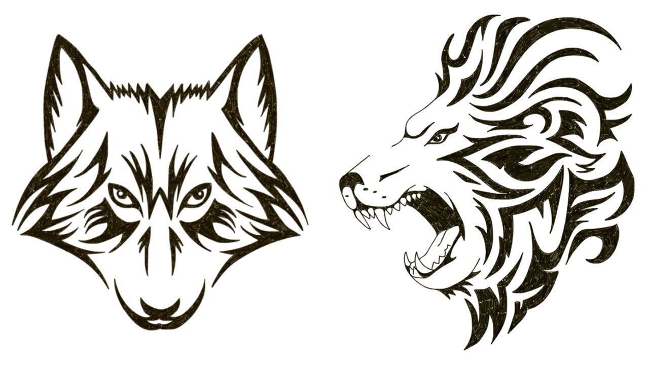 1280x720 How To Draw A Lion Draw A Wolf Face Tattoo Design Speed