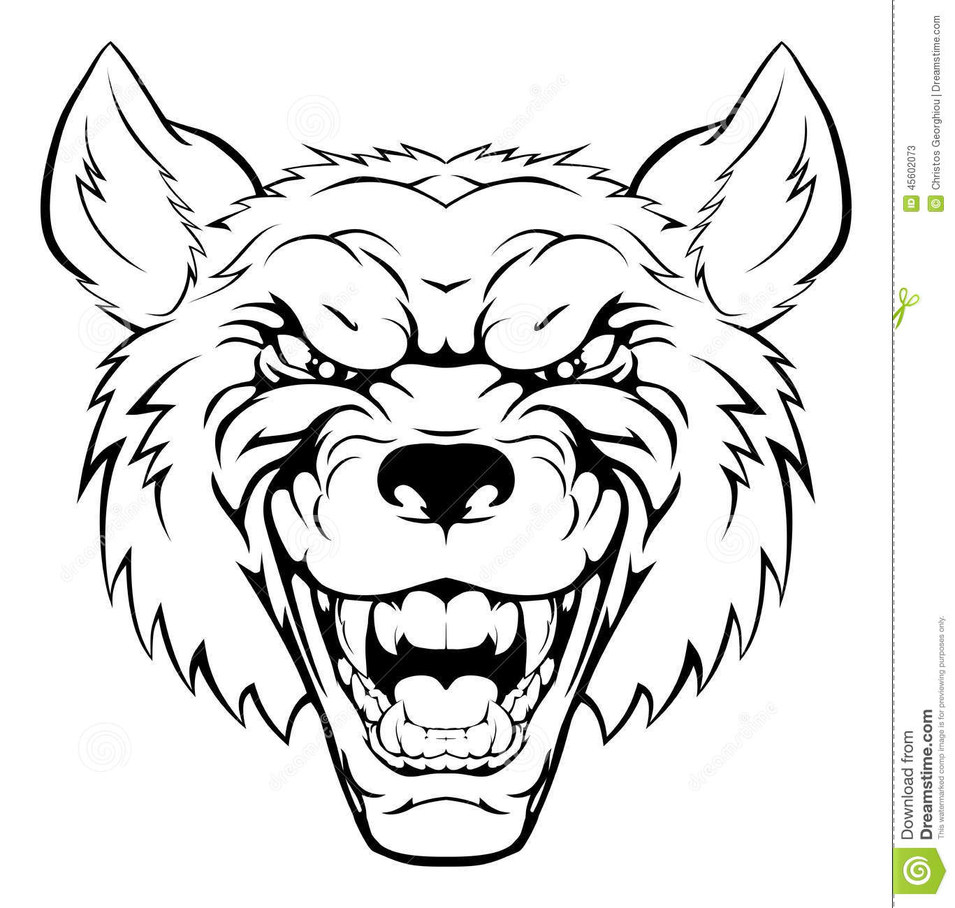 1367x1300 angry wolf face drawing wolf sports mascot angry face stock vector