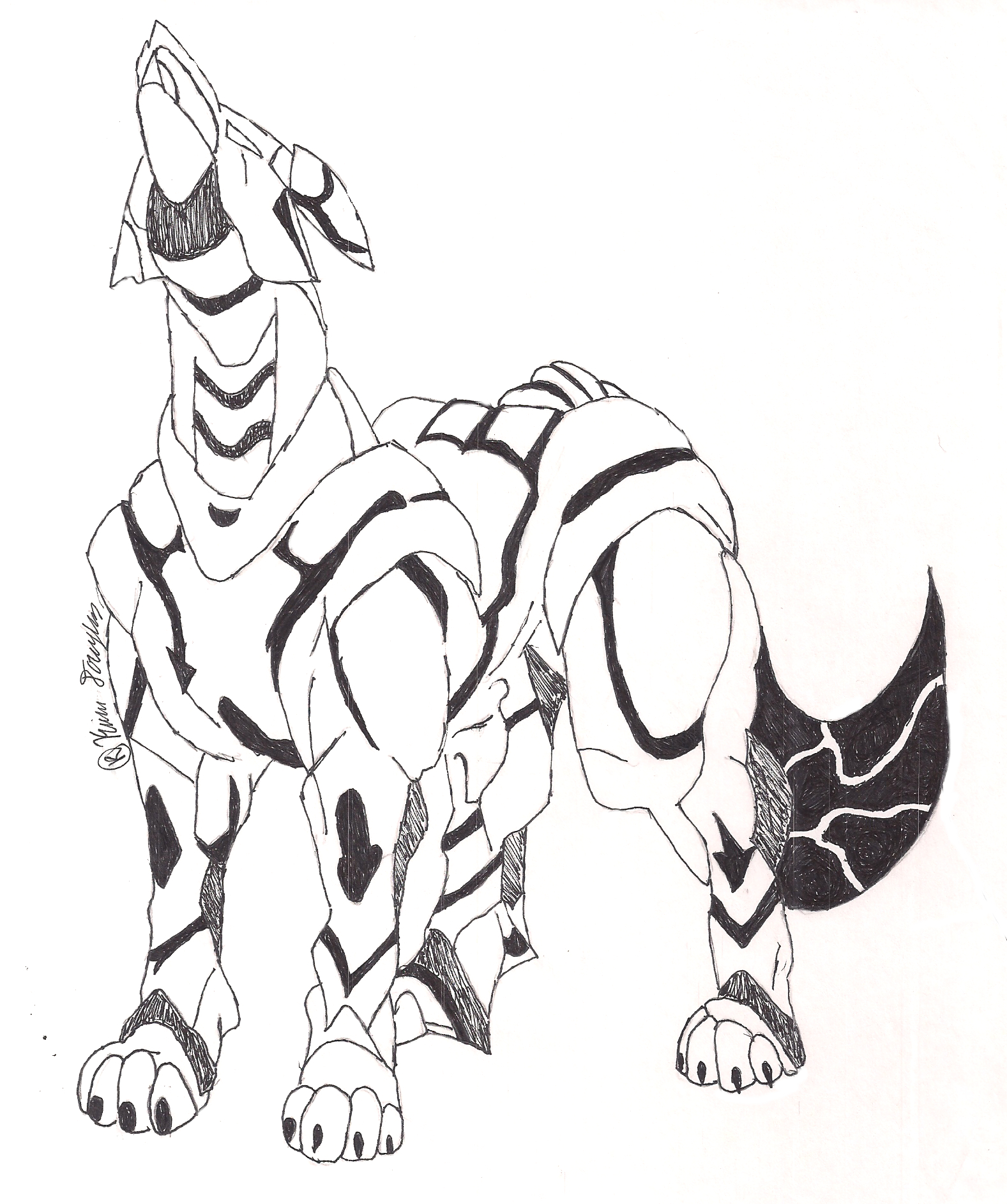 1577x1885 Wolf Drawing Robotic For Free Download