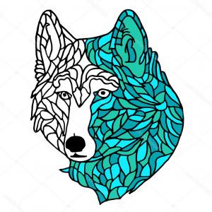 300x300 Photostock Vector Wolf Face Front View Designed Using Melting