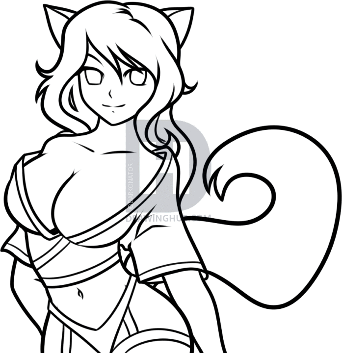 697x720 How To Draw An Anime Wolf Girl, Step