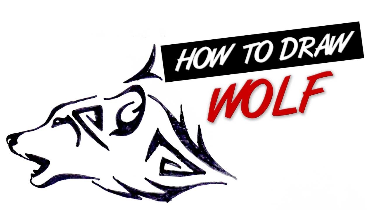 1280x720 How To Draw Wolf Head Tribal Tattoo Design