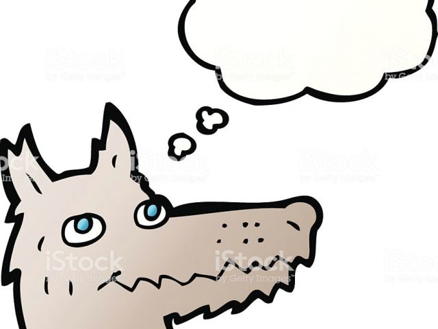 640x480 Draw Cartoon Wolf Head Cartoon Wolf Head With Thought Bubble Stock