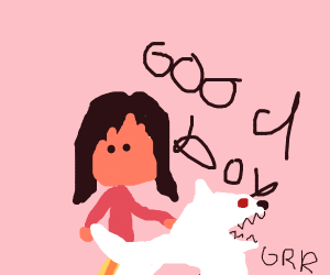 300x250 Girl With Headdress Petting A Wolf