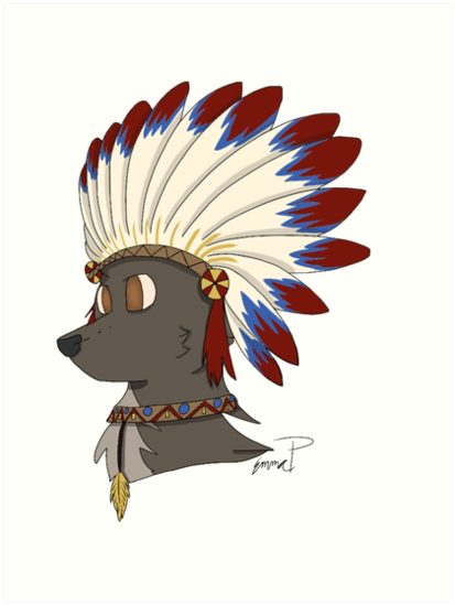 413x549 Headdress Wolf Art Prints