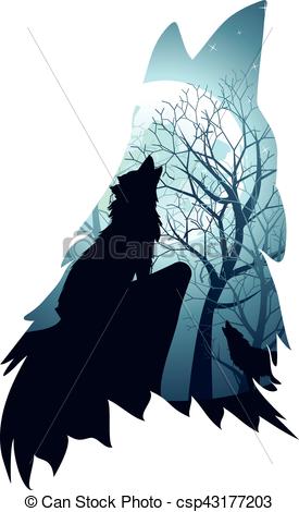 275x470 Wolf Howling With Forest Silhouette Of The Wolf Howling