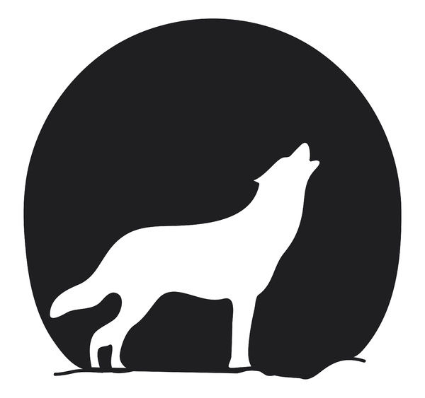 600x563 Prints Of Black And White Illustration Of Wolf Howling