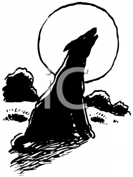 264x350 Royalty Free Clipart Image Of A Wolf Howling