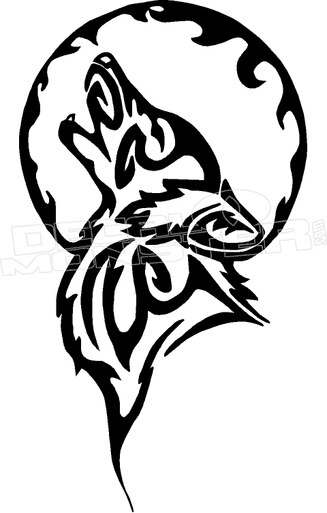 327x513 Tribal Wolf Moon Decal Sticker