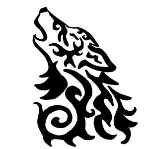 300x300 Wolf Tattoo Tribal Design Sketch Simple Logo Howling Wolf Moon