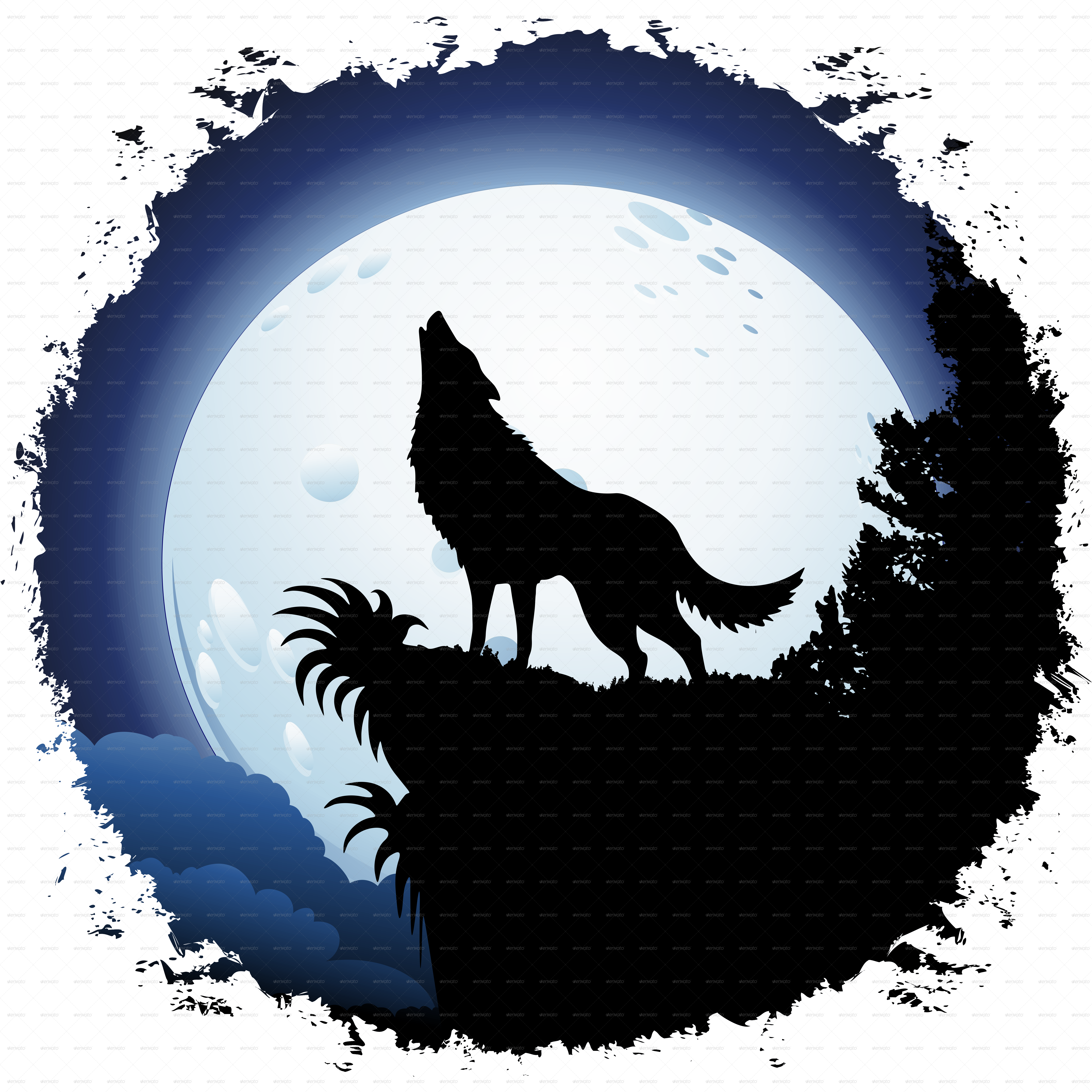 6500x6500 Collection Of Free Drawing Wolf Moon Download On Ui Ex