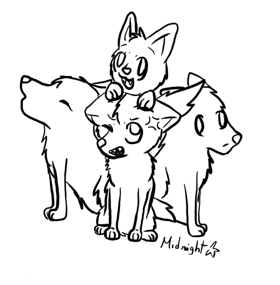 548x558 Wolf Pack Lineart