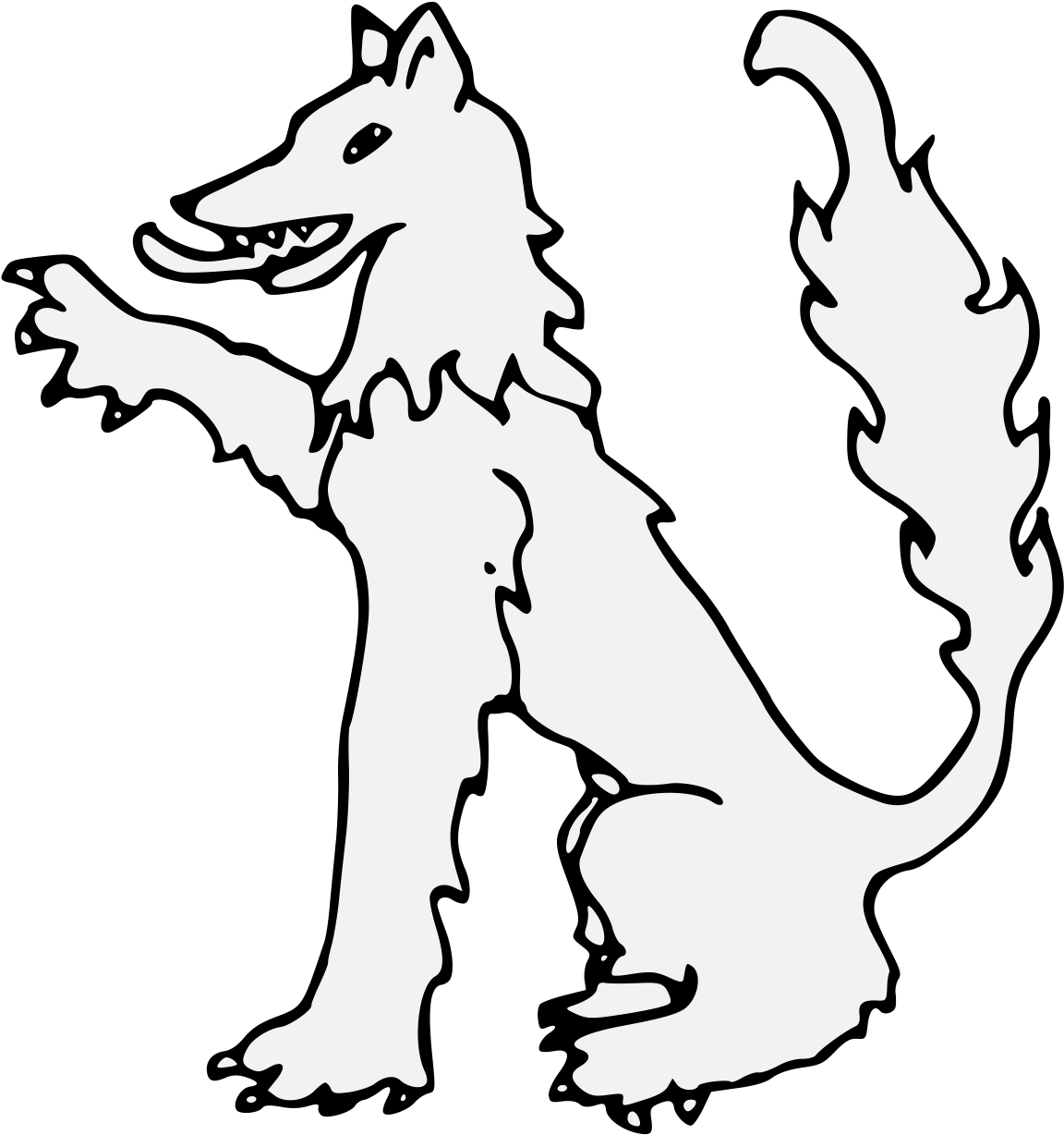 1152x1228 Wolf Sejant Dexter Paw Raised Traceable Heraldic Art