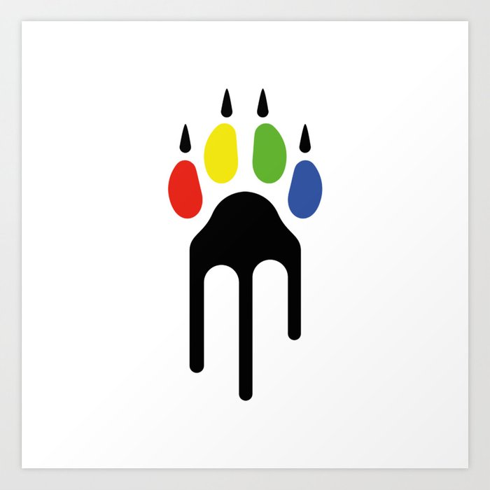 700x700 Colourful Wolf Paw Art Print