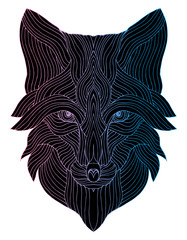 187x240 Portrait Of A Wolf The Dog's Head Line Art Black And White