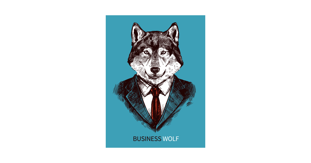 1200x630 Wall Art Hand Drawn Poster Of Business Wolf In Suit Portrait