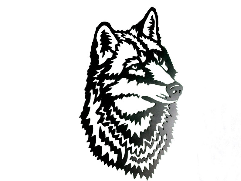 794x596 Wolf Portrait Metal Art Wall Decor Etsy