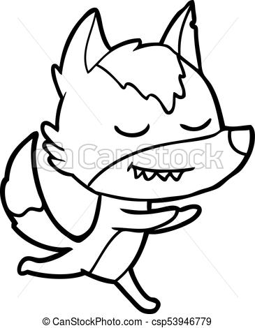 365x470 Friendly Cartoon Wolf Running Vectors Illustration