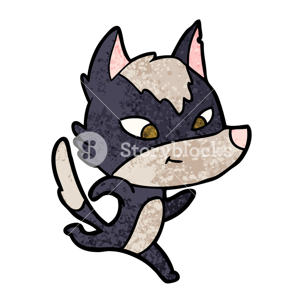 1000x1000 Friendly Cartoon Wolf Running Royalty Free Stock Image