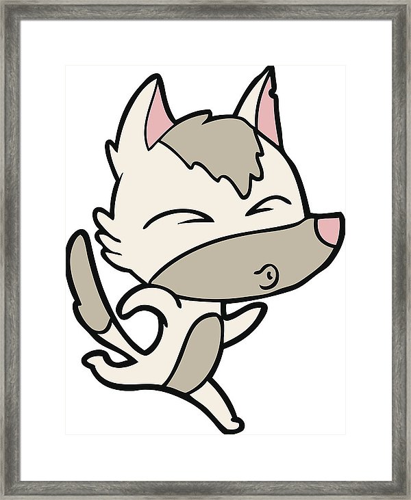 600x731 Cartoon Wolf Running Framed Print