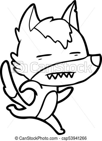 341x470 Cartoon Wolf Running Showing Teeth