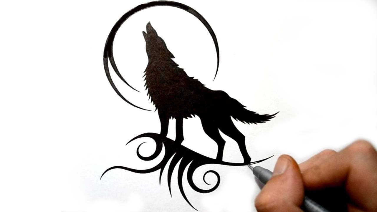 1280x720 Howling Wolf Drawing Easy Drawing A Howling Wolf Silhouette