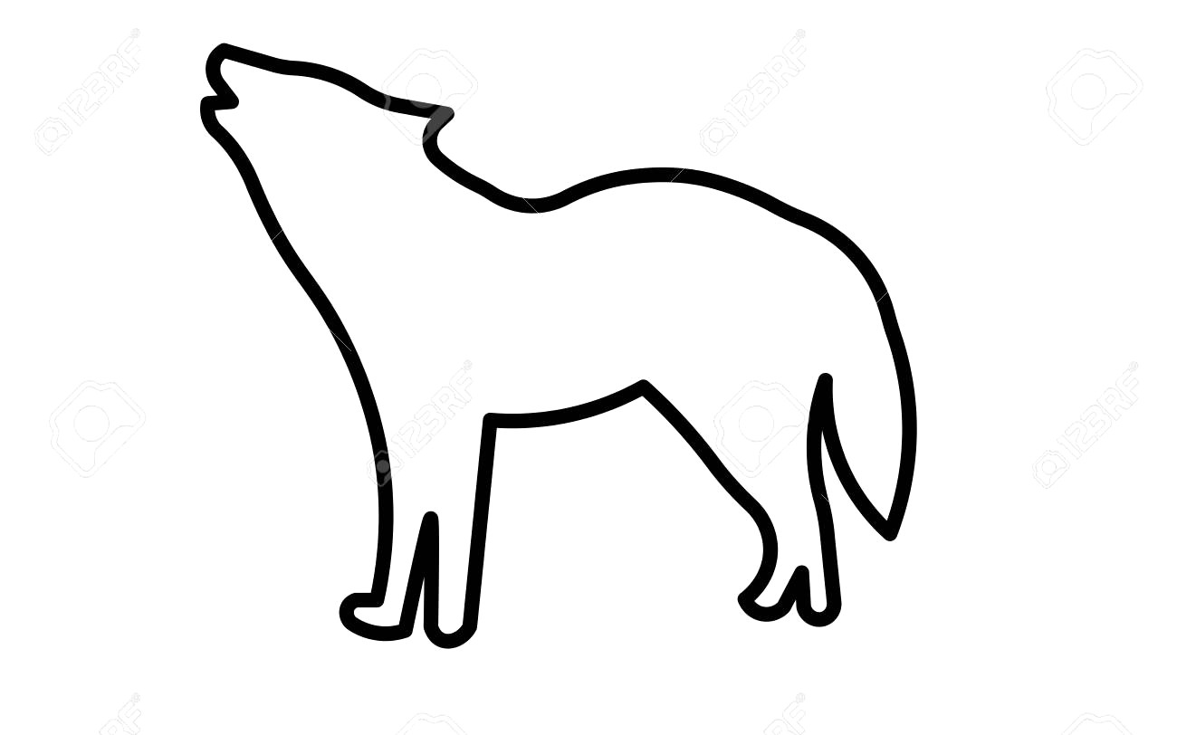 1300x812 Howling Wolf Silhouette Clip Art Outline On White