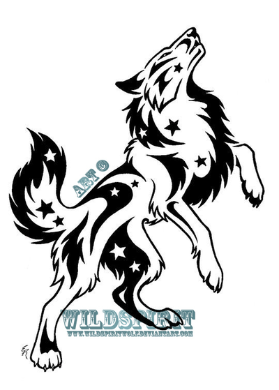 400x559 here's 's completed tattoo of a standing and howling wolf