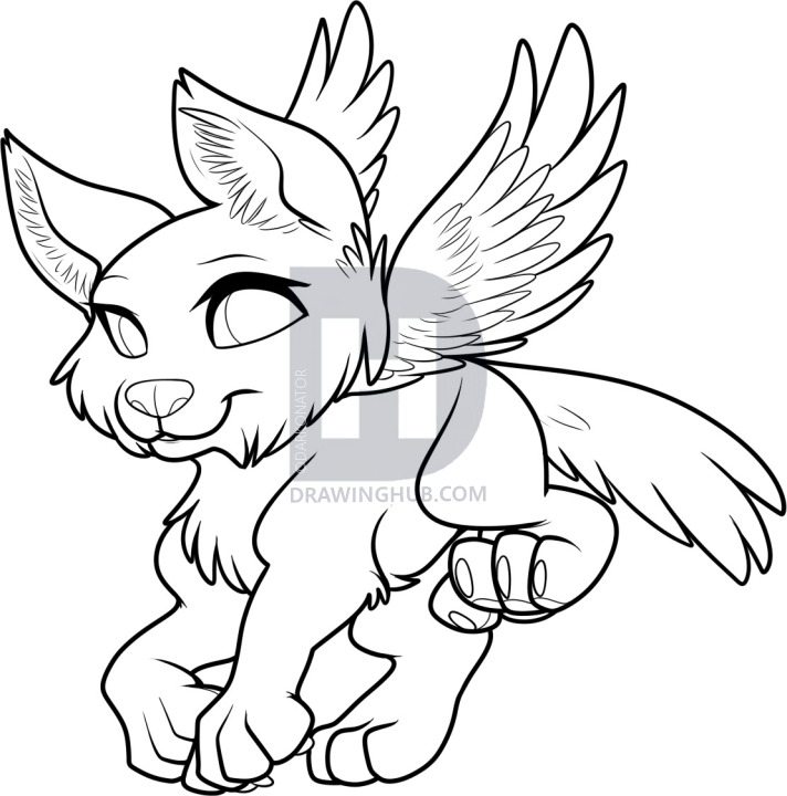712x720 How To Draw A Flying Wolf, Flying Wolf, Step