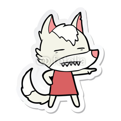 400x400 Sticker Of A Cartoon Wolf Showing Teeth Buy Photos Ap Images