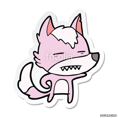 500x500 Sticker Of A Cartoon Wolf Showing Teeth Stock Image And Royalty