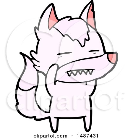 450x470 Cartoon Wolf Showing Teeth